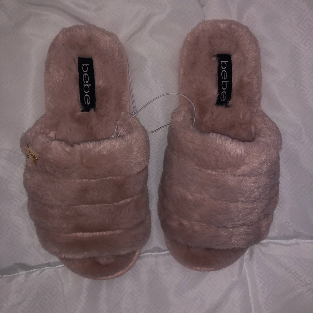 Bebe pink Furry slides - Picture 3 of 5